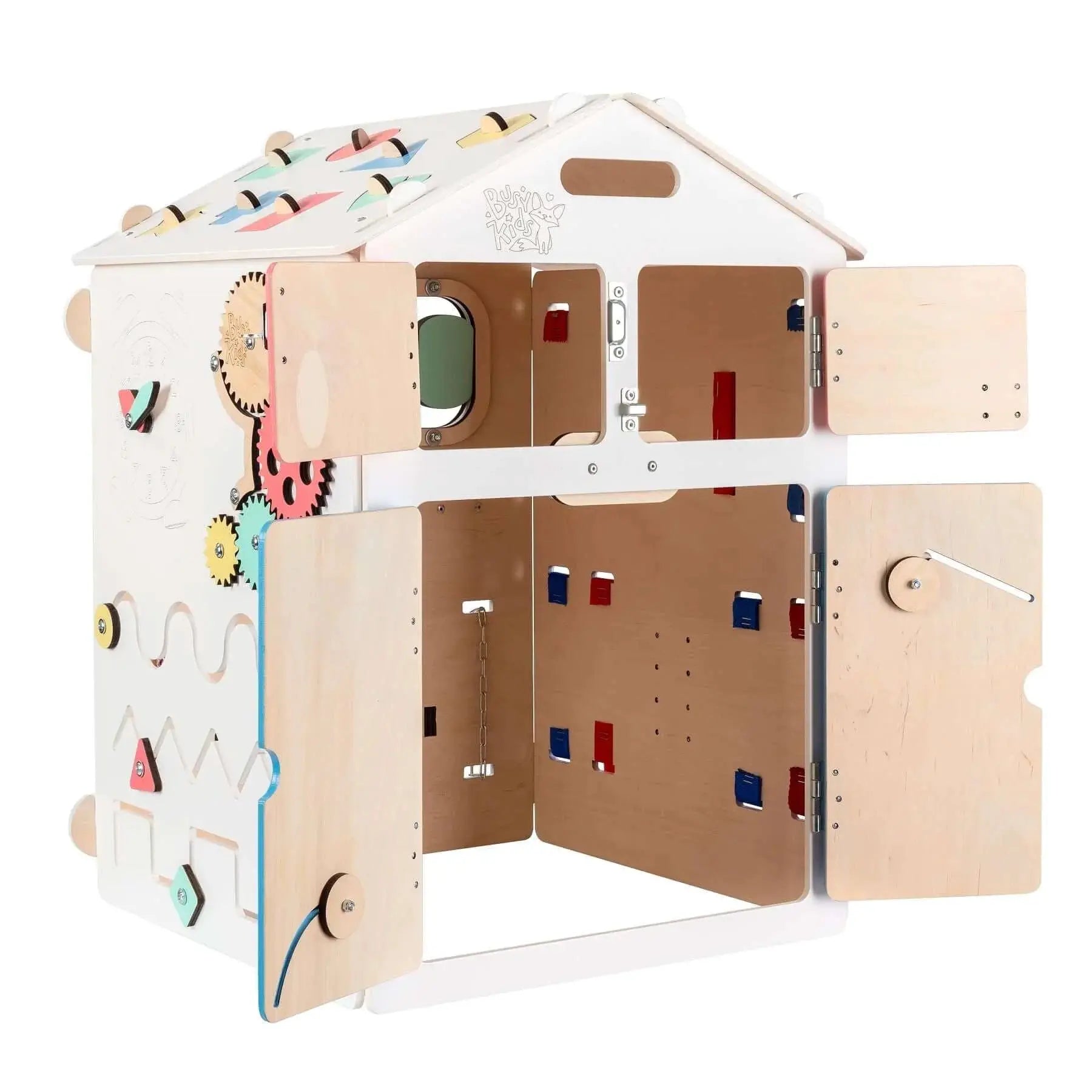Maisonnette Éducative Blanche - Bois Natura, 12 à 18 mois, montessori - BusyKids by BusyKids