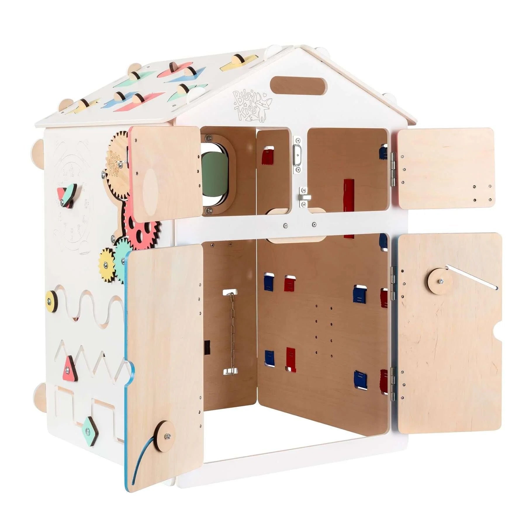 Maisonnette Éducative Blanche - Bois Natura, 12 à 18 mois, montessori - BusyKids - myplayground