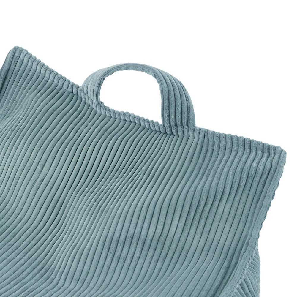 Fauteuil carré Puffy - 77x67x50, bleu velours côtelé, pouf - Plush Nest - myplayground