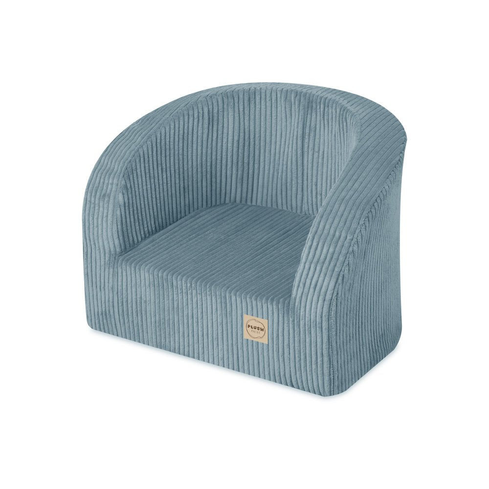 Fauteuil - bleu velours côtelé premium, fauteuil enfant - Plush Nest - myplayground