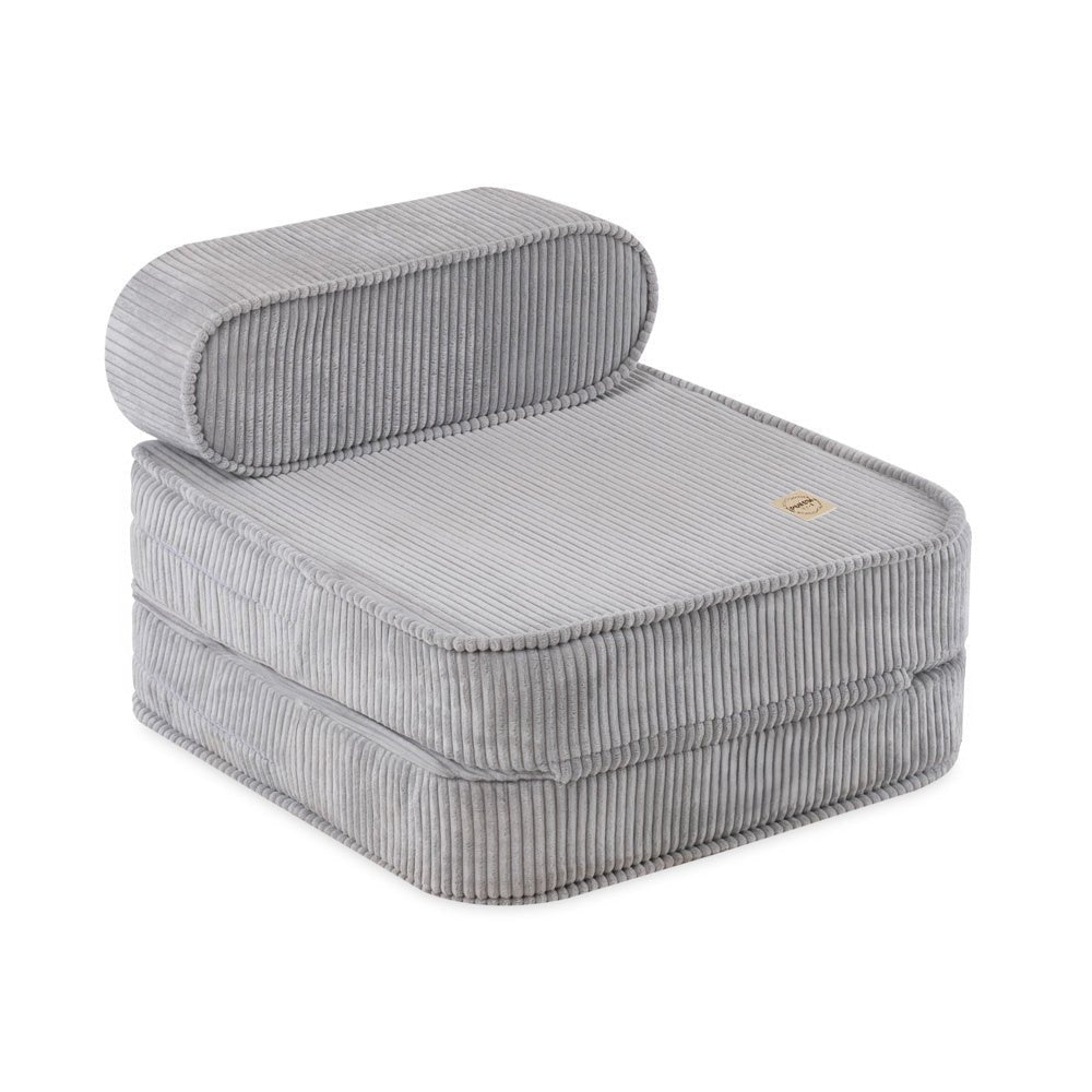 Chaise longue enfant, 150x60x25 cm, velours côtelé gris premium - Plush Nest - myplayground