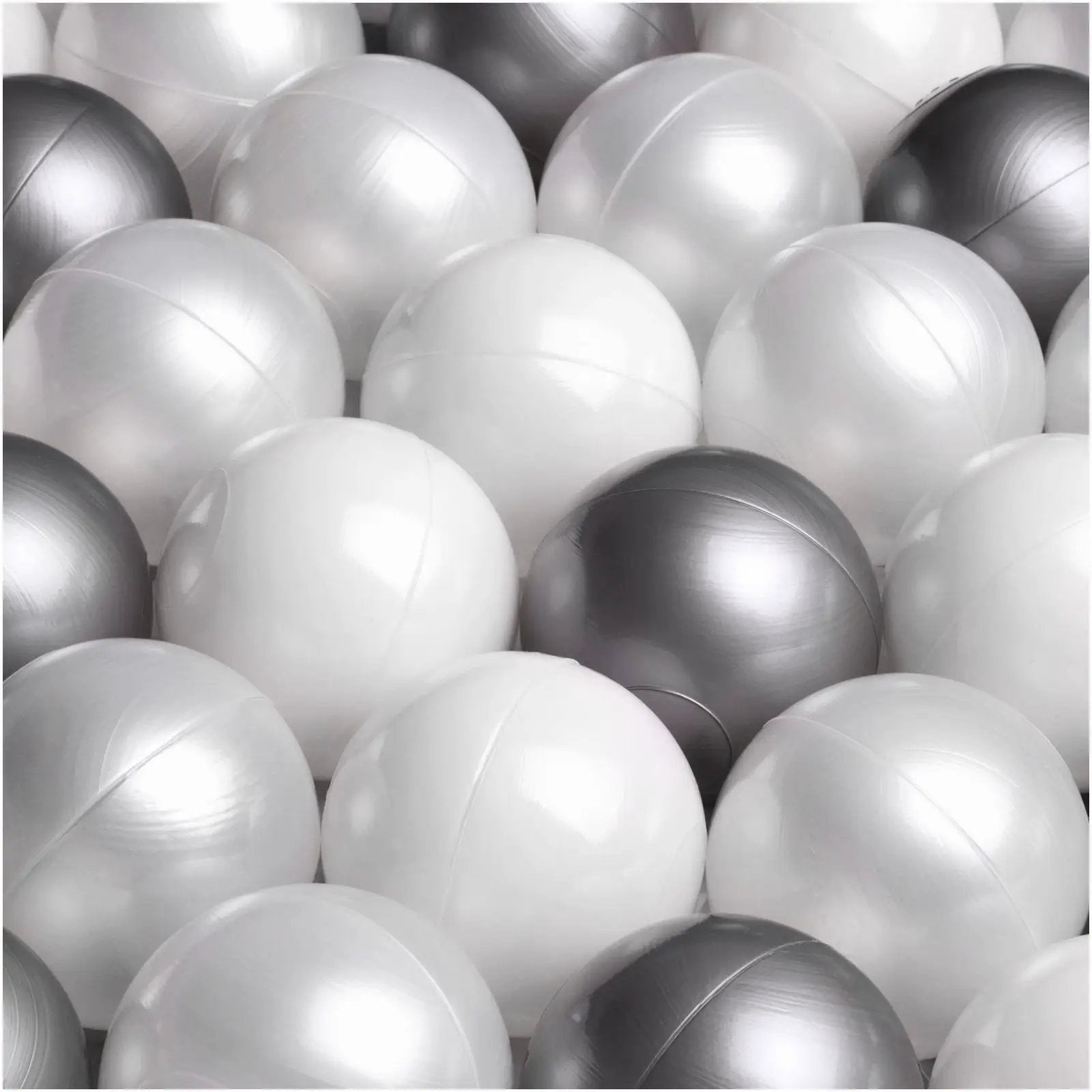 Boule de piscine à balles - 6 cm, lot de 200 pcs : perle, transparentes, argent - Plush Nest - Misioo by Misioo