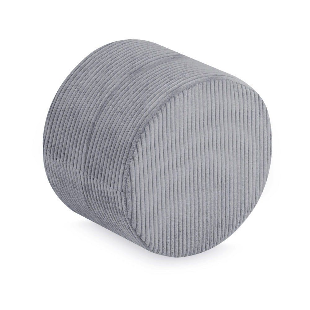Pouf rond 40x30 cm - Velours côtelé gris premium, coussin de sol - Plush Nest - myplayground
