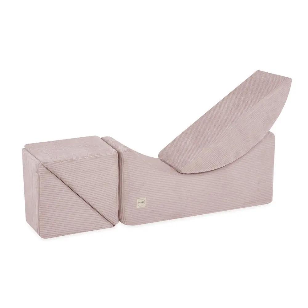 Chaise longue enfant inclinable 145x35x45 cm - velours côtelé rose clair premium, confortable – Plush Nest by Misioo