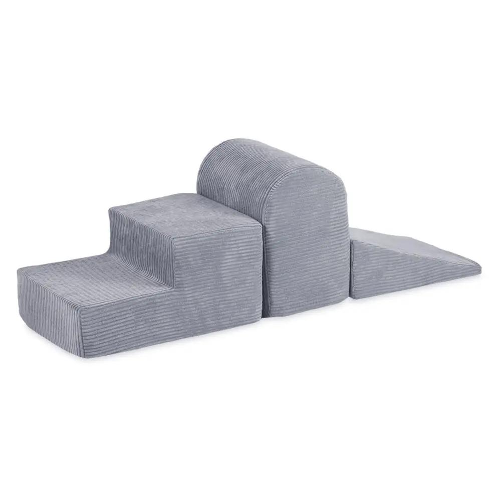 Terrain de jeu 3 éléments – Velours côtelé gris premium – Plush Nest by Misioo