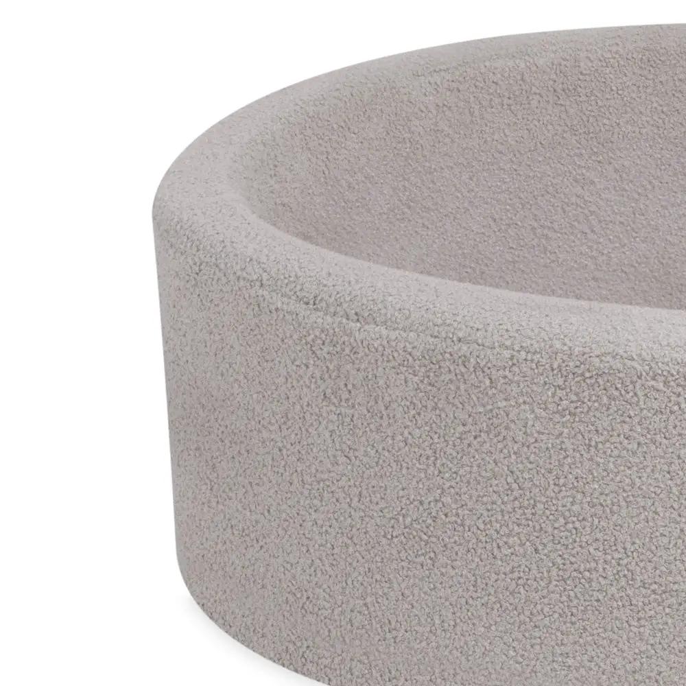Piscine à balles, ronde, 90x30 cm, agneau gris (+ 200 boules argent, perle, bleu clair) - Plush Nest - Misioo by Misioo