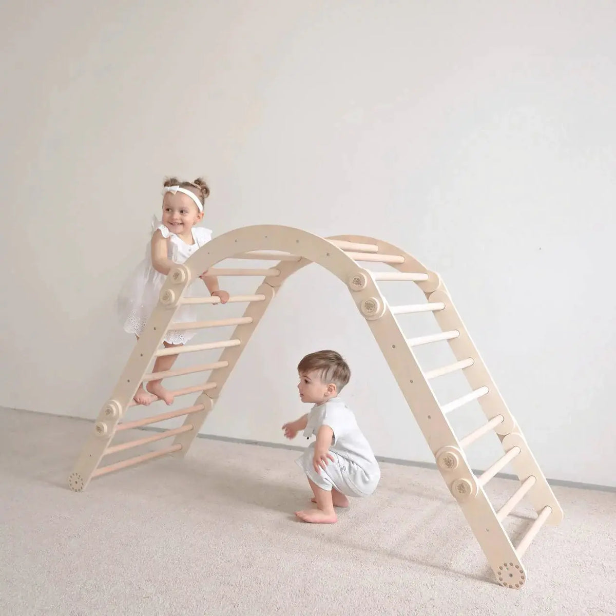 Ensemble d’escalade inclinable (set L avec Rocker) - bois brut (non verni), 18 à 24 mois - BusyKids by BusyKids