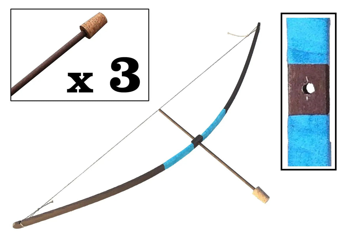 MANCHE EN DAIM BOW RUSTIK S + 3 FLÈCHES À POINTE EN LIÈGE - Jeu de role pour enfant by KALID MEDIEVAL