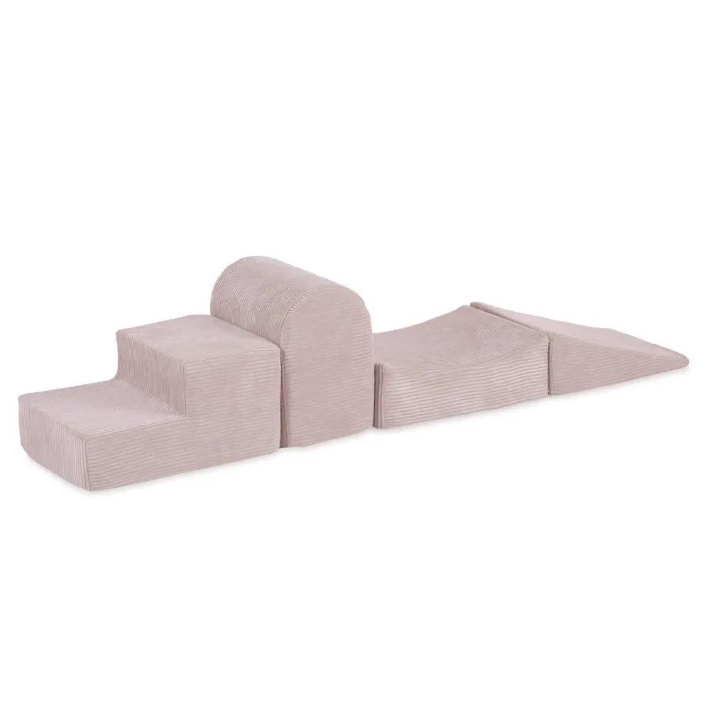 Terrain de jeu 4 éléments – Velours côtelé rose clair premium, aire de jeux – Plush Nest by Misioo