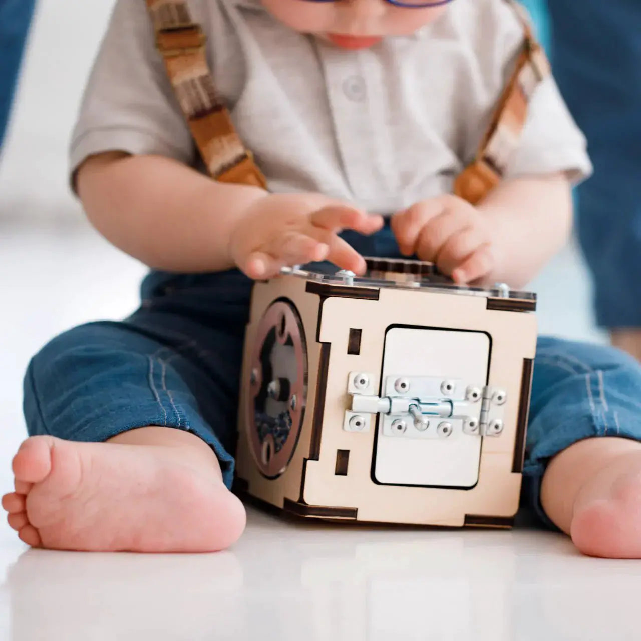 Ensemble Maisonnette et Cube Interactif - menthe, bois natura, 12 à 18 mois - BusyKids by BusyKids