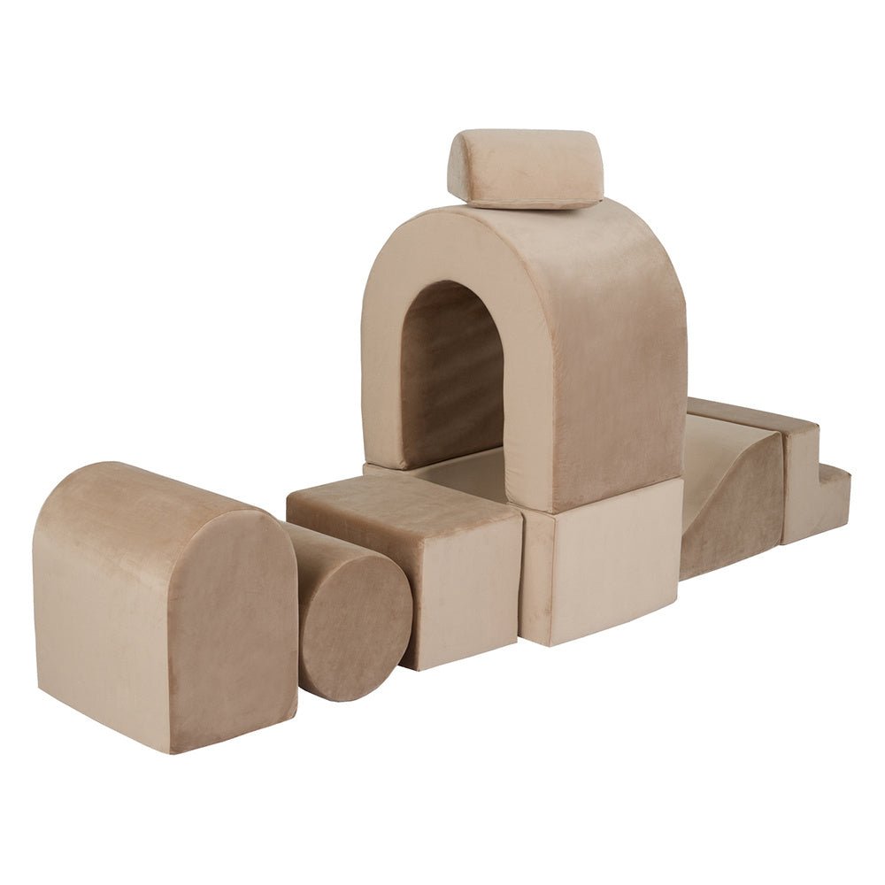 Château de terrain de jeu sans piscine – Velours or (beige) – Plush Nest - myplayground