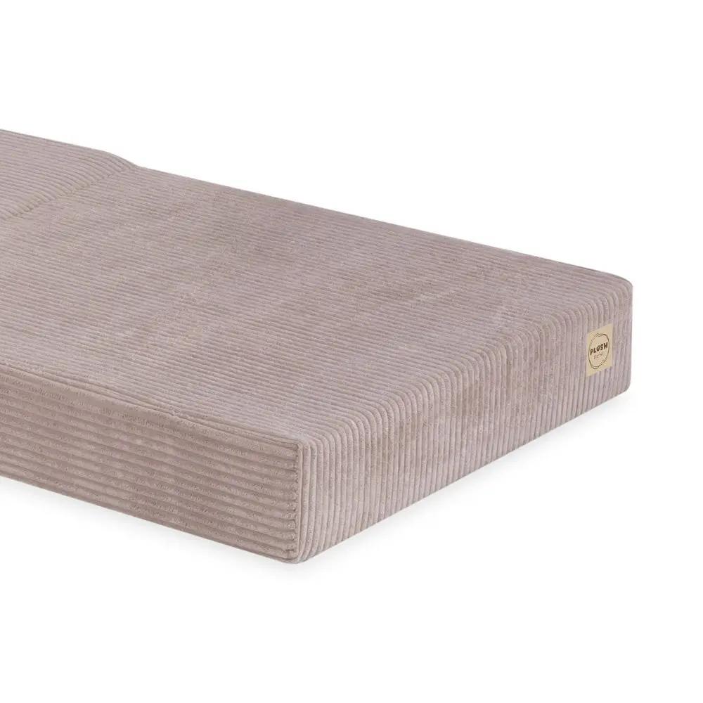 Matelas Foldie large avec appui-tête - Velours côtelé beige premium - Plush Nest by Misioo