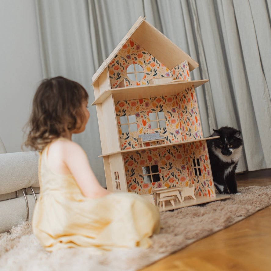 Maison de Poupée en Bois à Trois Étages/Maison de Poupée Moderne - Milin - myplayground