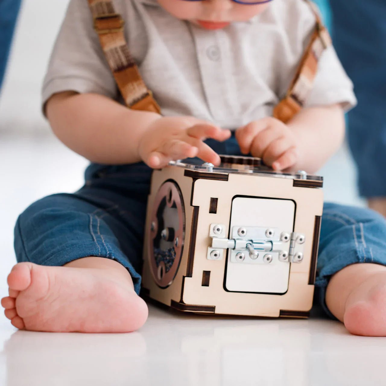 Ensemble Maisonnette et Cube Interactif - Natura/Pastel, bois natura - 12 à 18 mois - BusyKids - myplayground