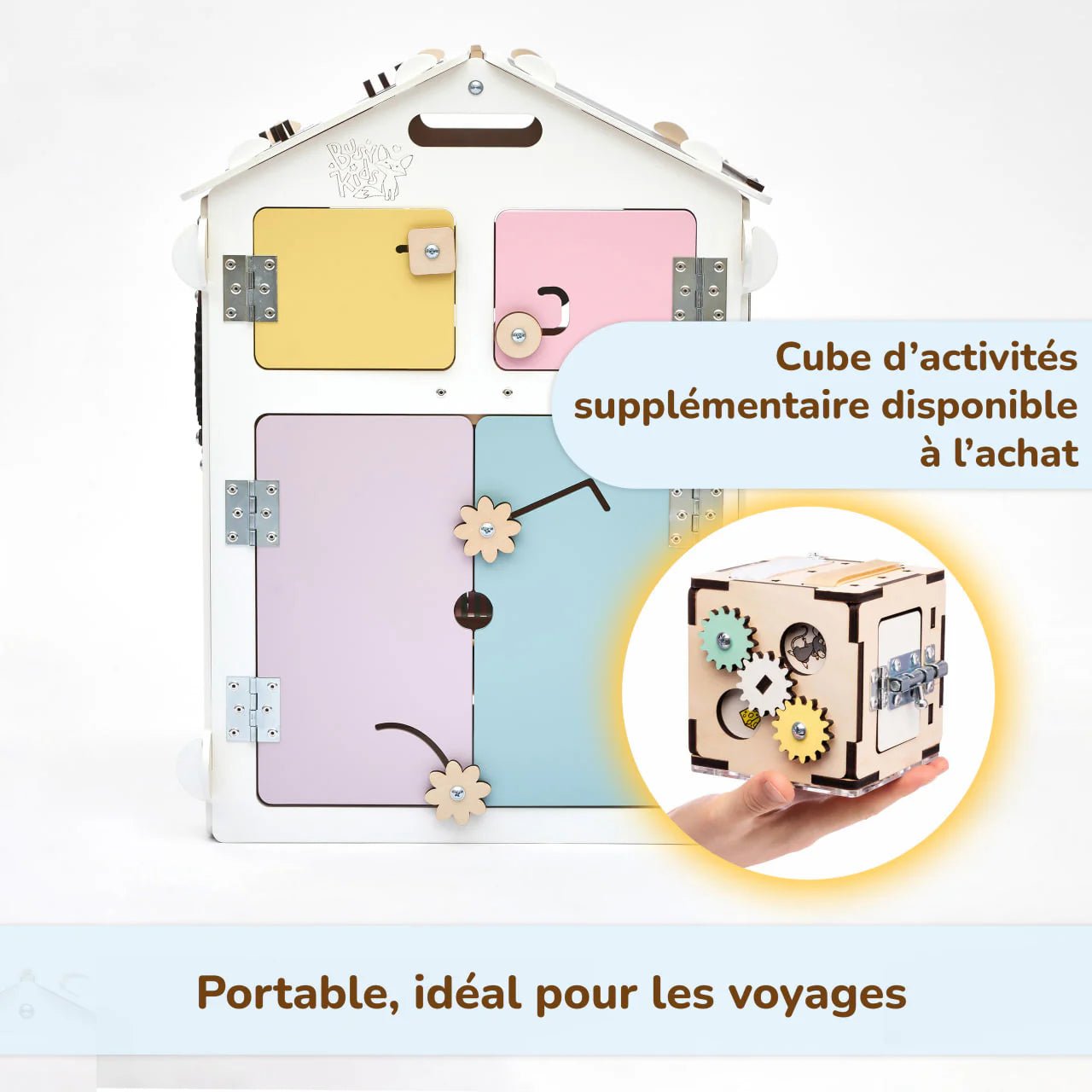 Ensemble Maisonnette et Cube interactif - blanc/pastel, bois Natura, 12 à 18 mois - BusyKids - myplayground