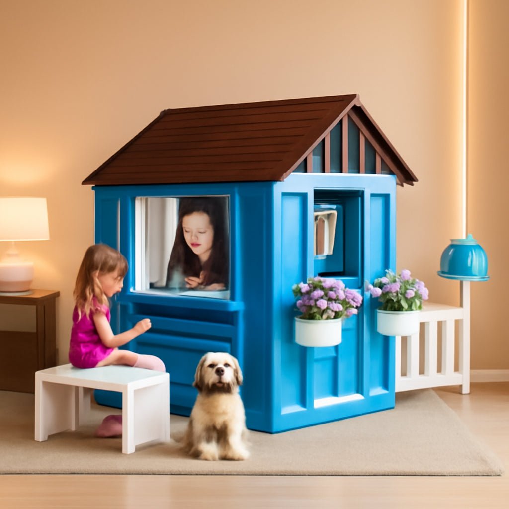 Outdoor Premium Solid Wood Playhouse For Kids With Bench by ShipItFurniture