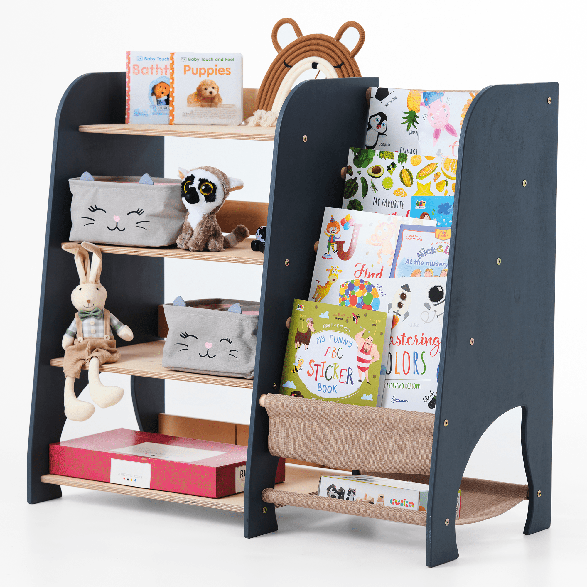 2 in 1 Montessori Book and Toy Shelf for Kids Fosters Independence and Organization by Goodevas