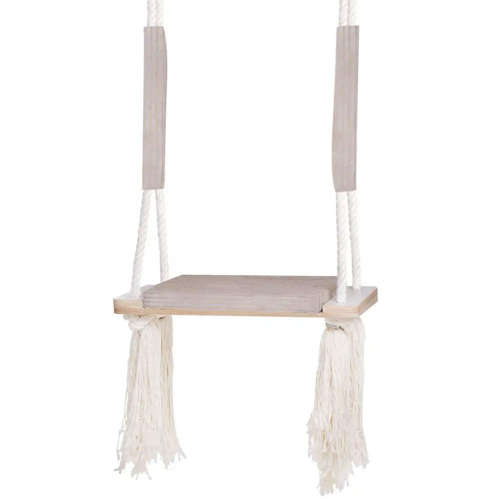Balançoire d'intérieur plate - Velours côtelé beige premium - Plush Nest by Misioo