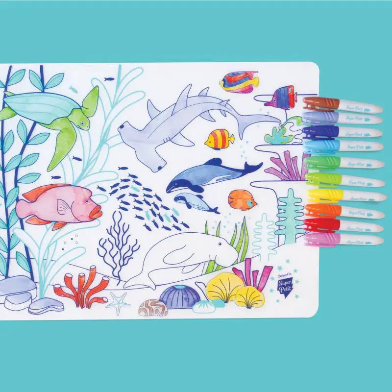 Jeu éducatif: Set de table en silicone CORAL - Réutilisable by SuperPetit
