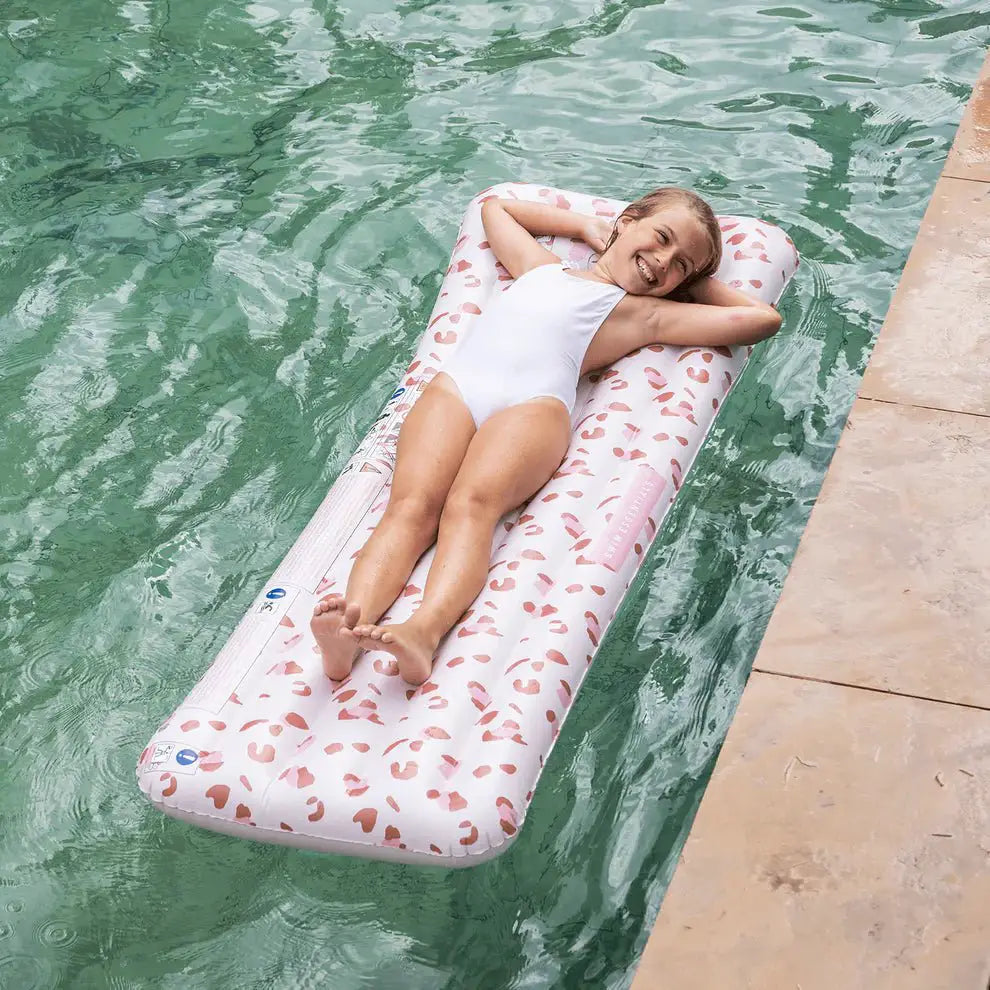 Matelas gonflable imprimé léopard - rose clair, bouée - Swim Essentials by Swim Essentials