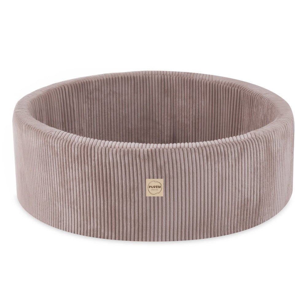 Terrain de jeu Dry pool + marche - Velours côtelé beige premium, (+200 balles : perle, or, jaune) – Plush Nest - myplayground