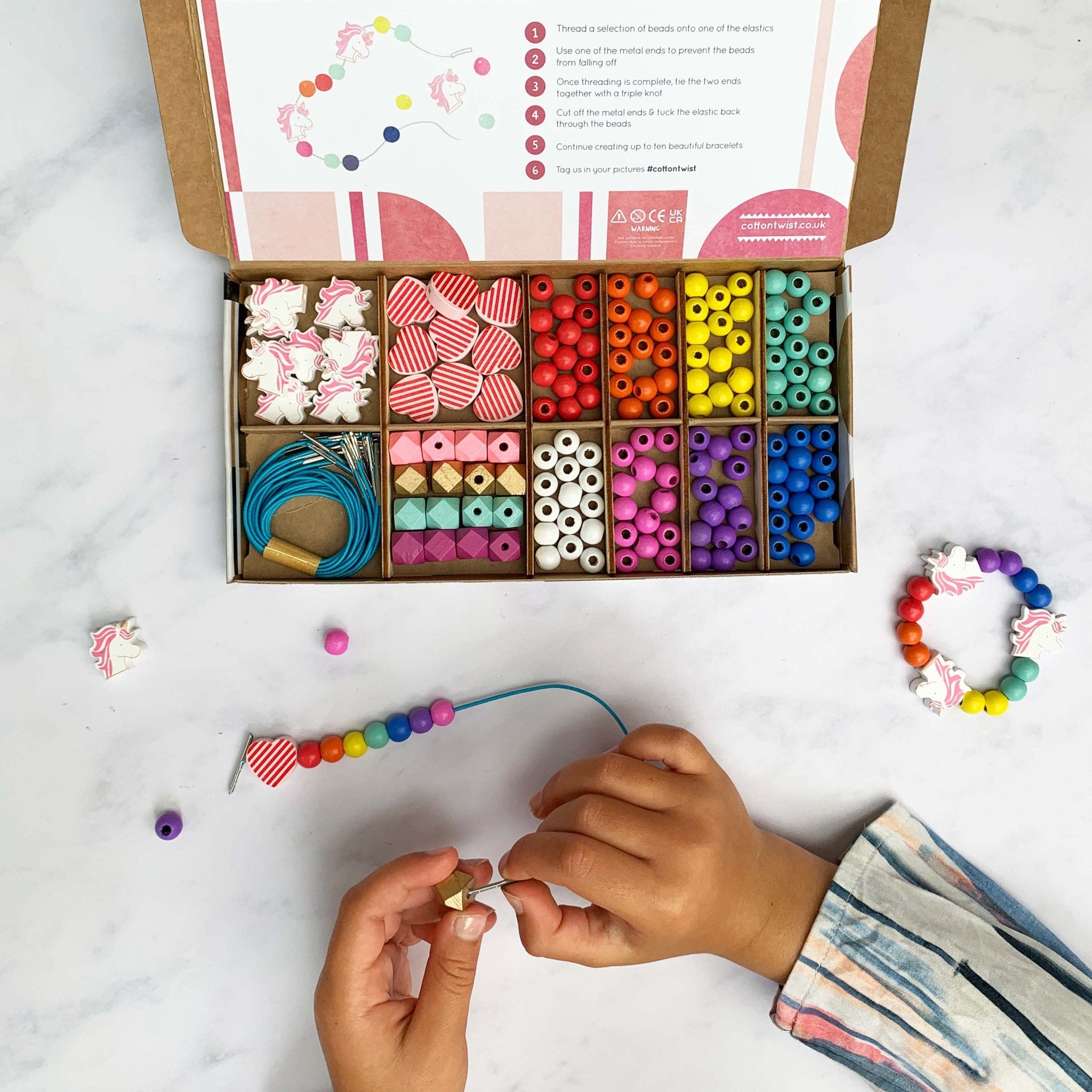 Kit de fabrication de bracelets en forme de licorne et de cœur by Cotton Twist