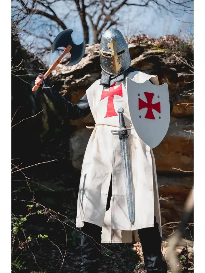 BOUCLIER RUSTIK L AVEC CROIX TEMPLIÈRE - Jeu de role pour enfants by KALID MEDIEVAL