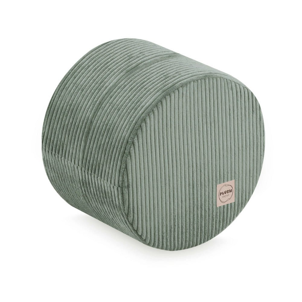 Pouf rond 40x30 cm - Velours côtelé vert premium, coussin de sol- Plush Nest by Misioo