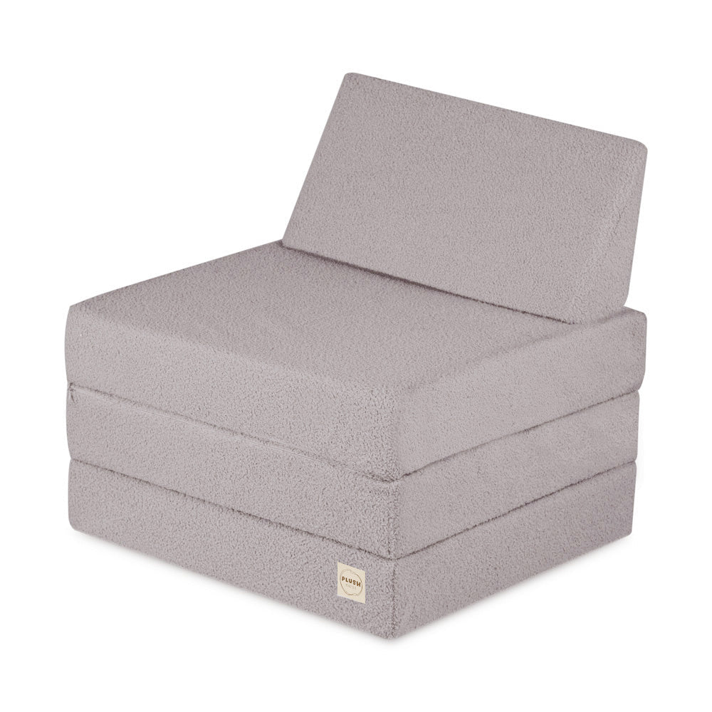 Matelas Foldie large avec appui-tête - Agneau gris - Plush Nest by Misioo