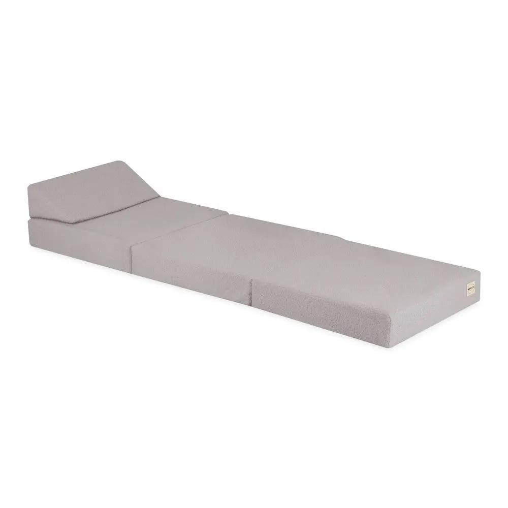 Matelas Foldie large avec appui-tête - Agneau gris - Plush Nest by Misioo