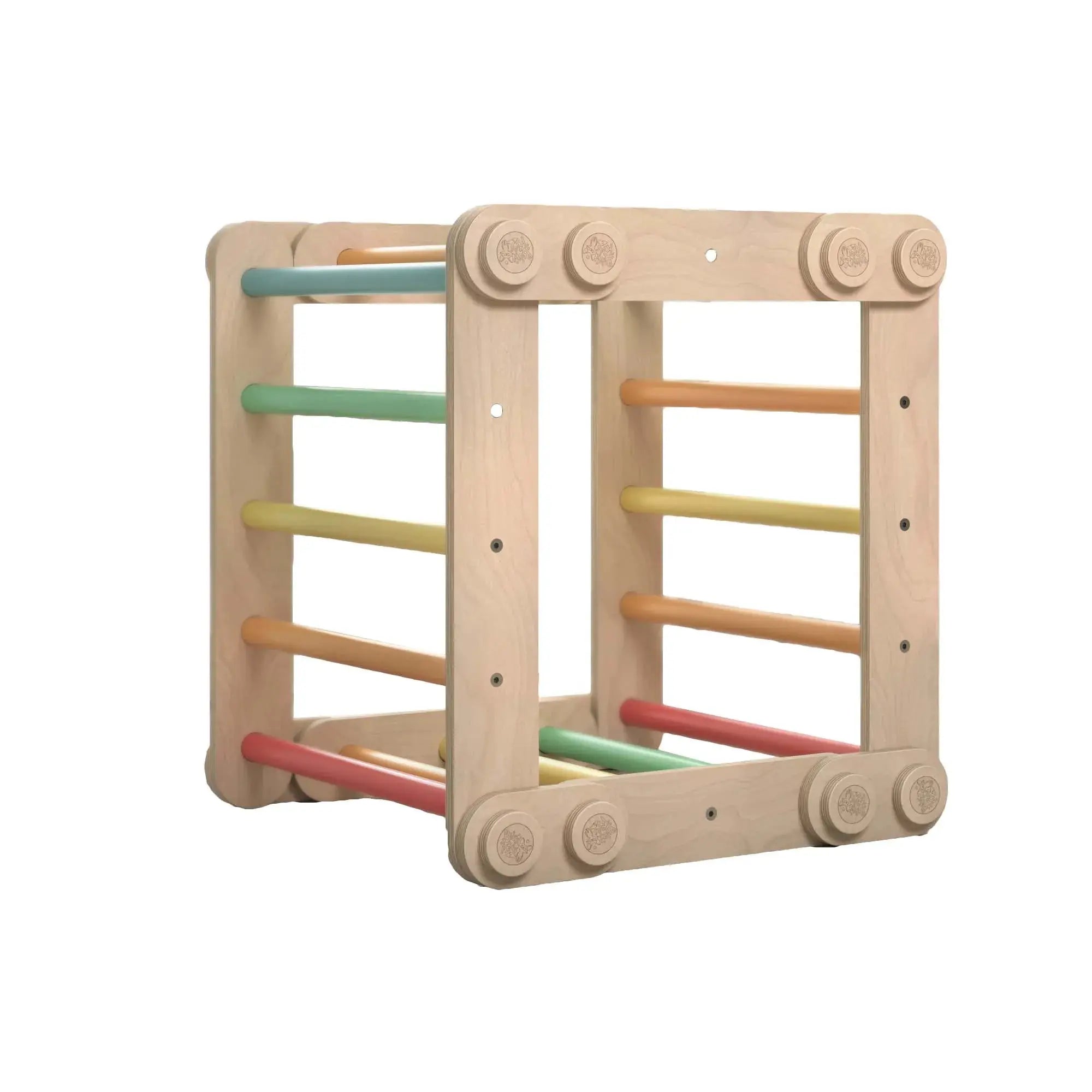 Ensemble d’escalade (set S) - arc-en-ciel, bois brut (non verni), 18 à 24 mois - BusyKids by BusyKids