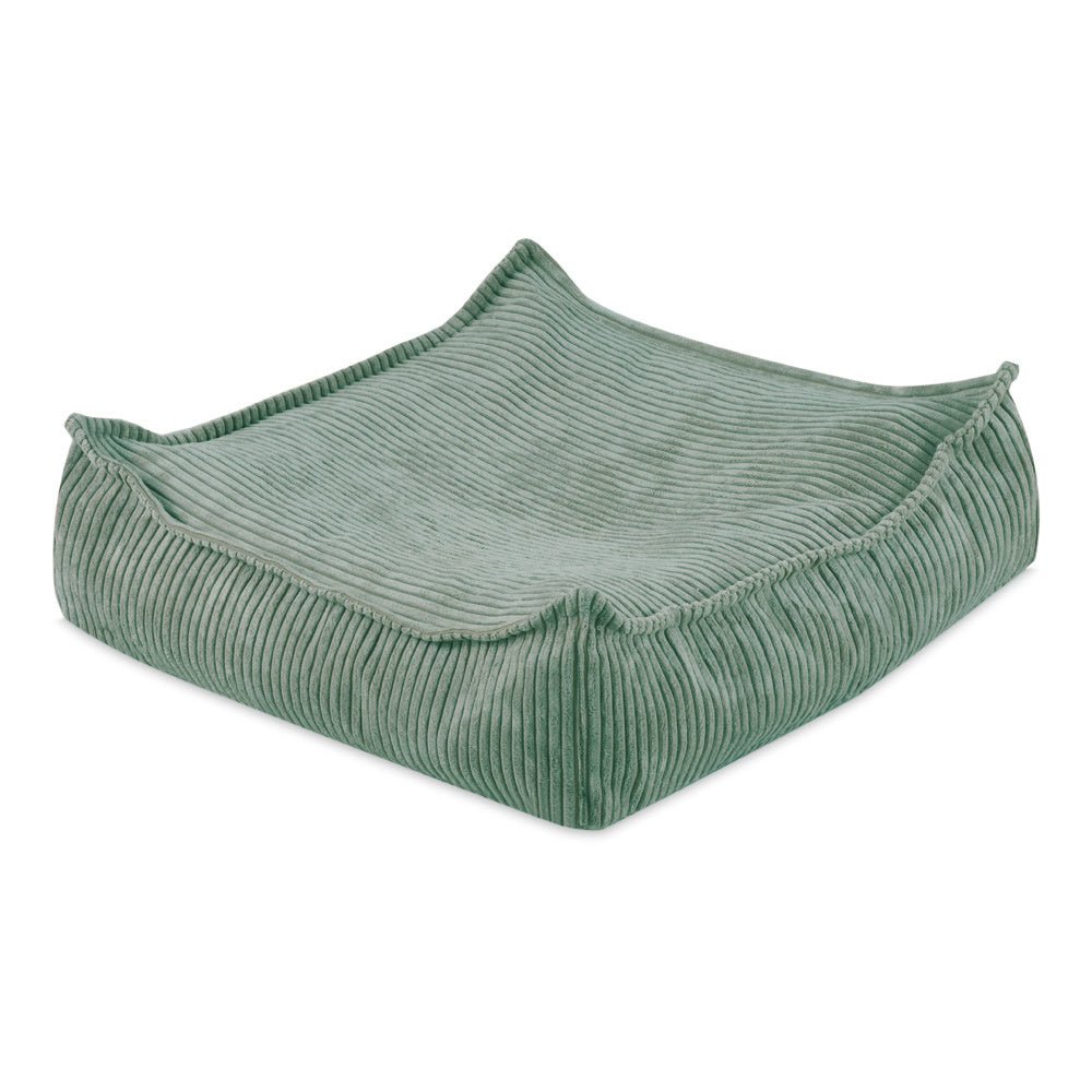 Pouf 60x60 cm - Coussin de sol, velours côtelé vert premium - Plush Nest - myplayground