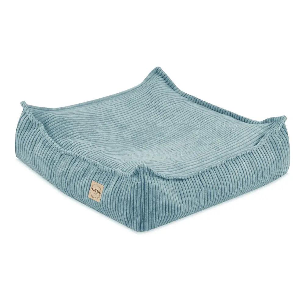 Pouf 60x60 cm - Coussin de sol, velours côtelé bleu premium - Plush Nest by Misioo