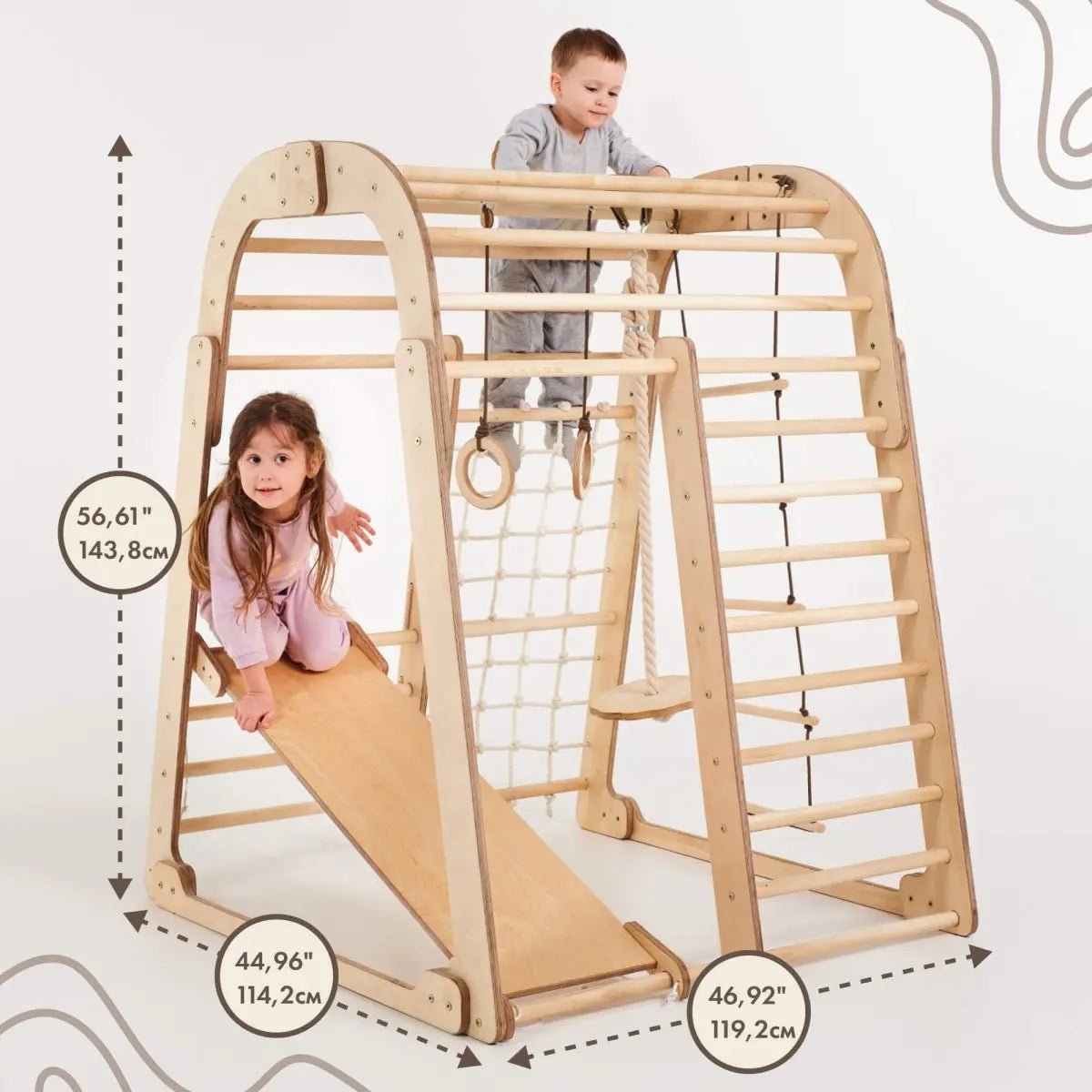 Indoor Wooden Playground for Children - 6in1 Playground + Swings Set + Slide Board - myplayground