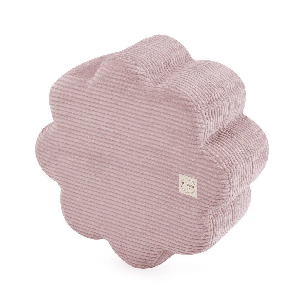 Pouf fleur 54x25 cm - Velours côtelé rose clair premium, forme de fleur - Plush Nest - myplayground