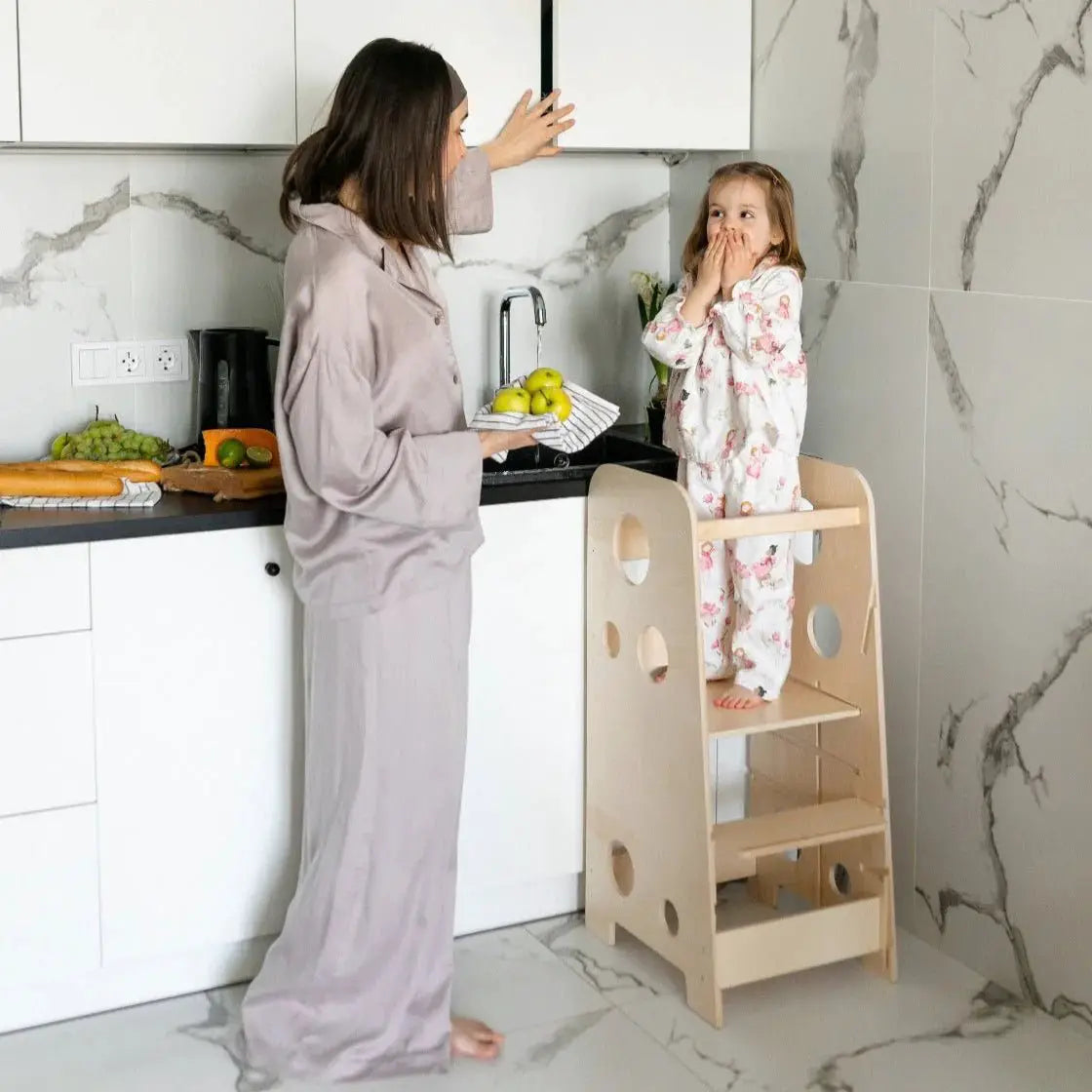 Tour Ajustable d’Apprentissage 3-en-1 XL - Bois Brut (non verni) - 18 à 24 mois - BusyKids by BusyKids