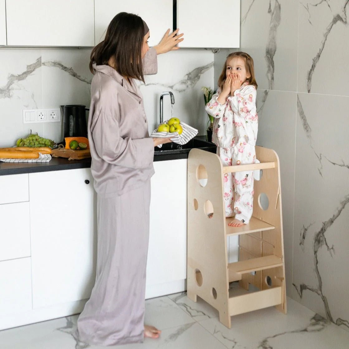 Tour Ajustable d’Apprentissage 3 - en - 1 XL - Bois Brut (non verni) - 18 à 24 mois - BusyKids - myplayground