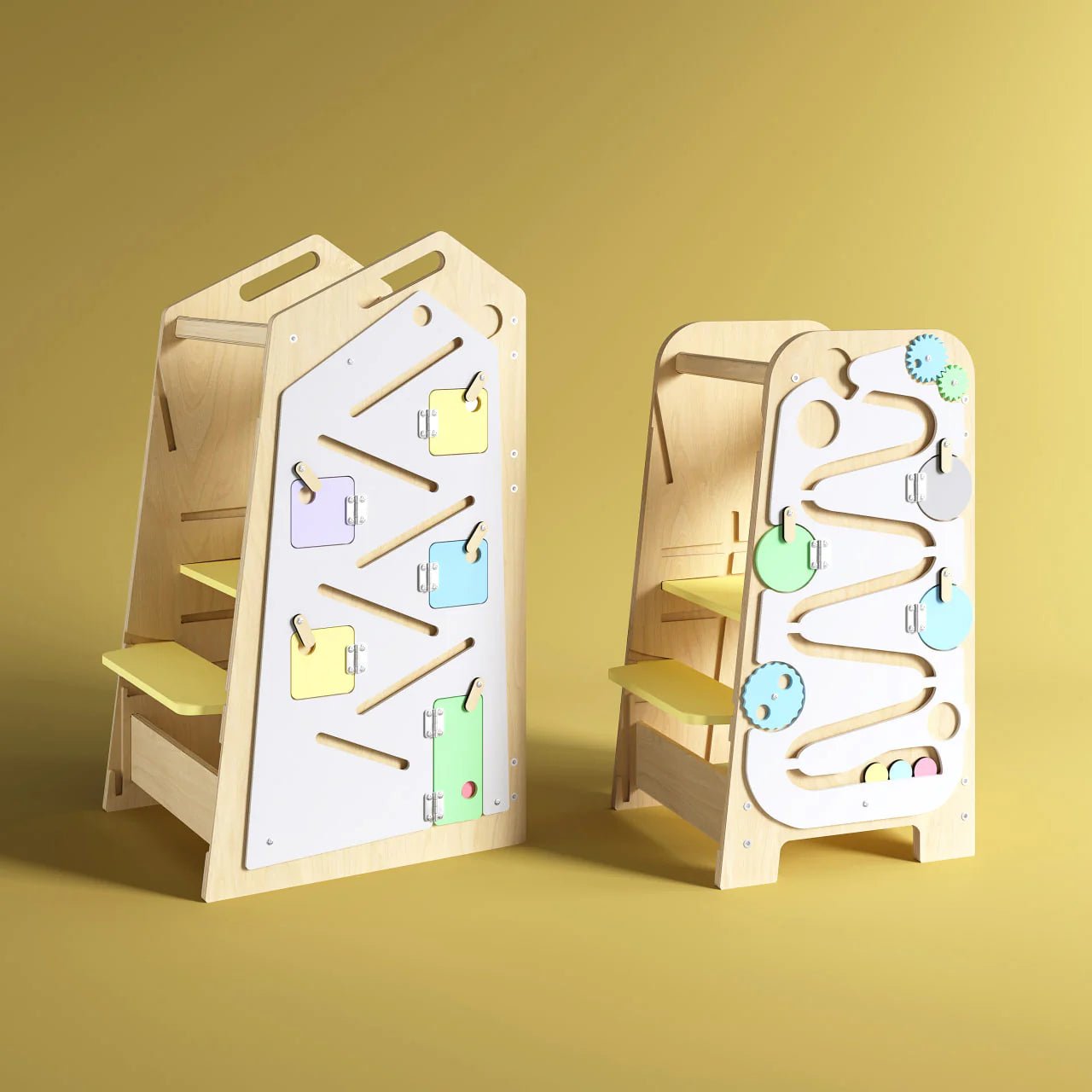 Tour d’Apprentissage Multifonctions 5 en 1 Play XL - Bois Brut (non verni), 18 à 24 mois - BusyKids - myplayground