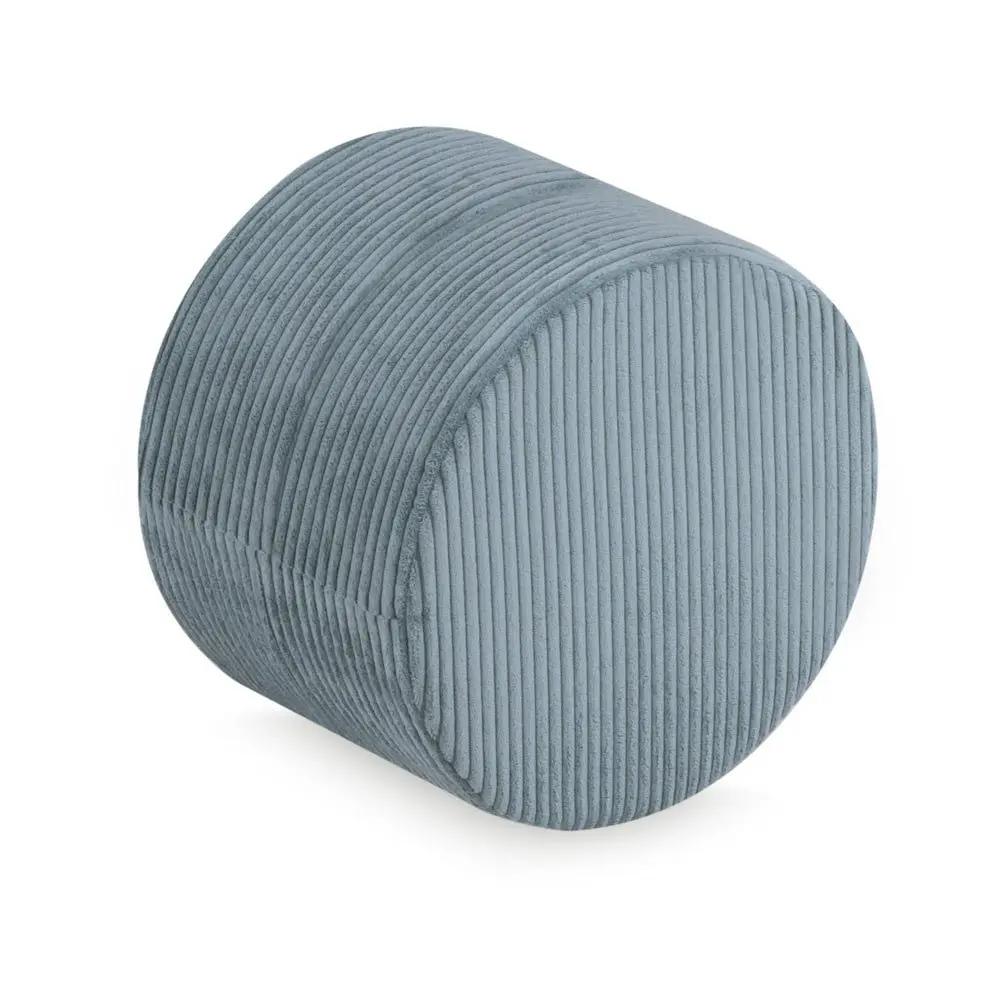 Pouf rond 40x30 cm - Velours côtelé bleu premium, coussin de sol- Plush Nest by Misioo