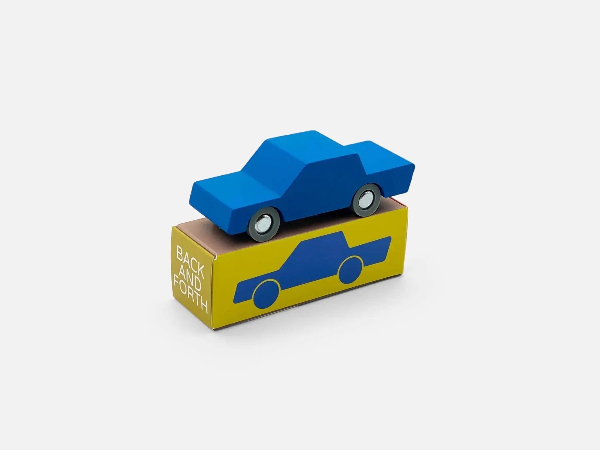 Petite voiture en bois, va - et - vient, bleue - myplayground