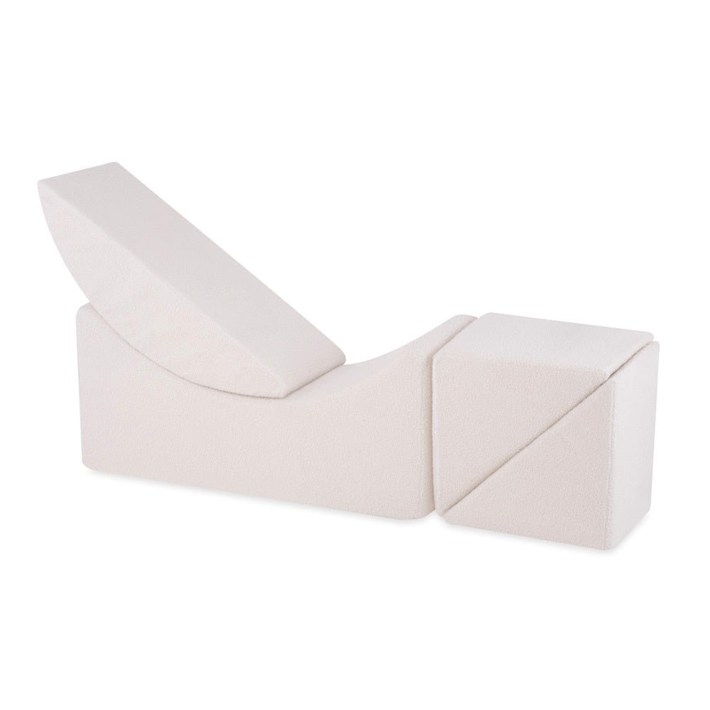 Chaise longue enfant inclinable 145x35x45 cm - peu de mouton crème, confortable – Plush Nest - myplayground