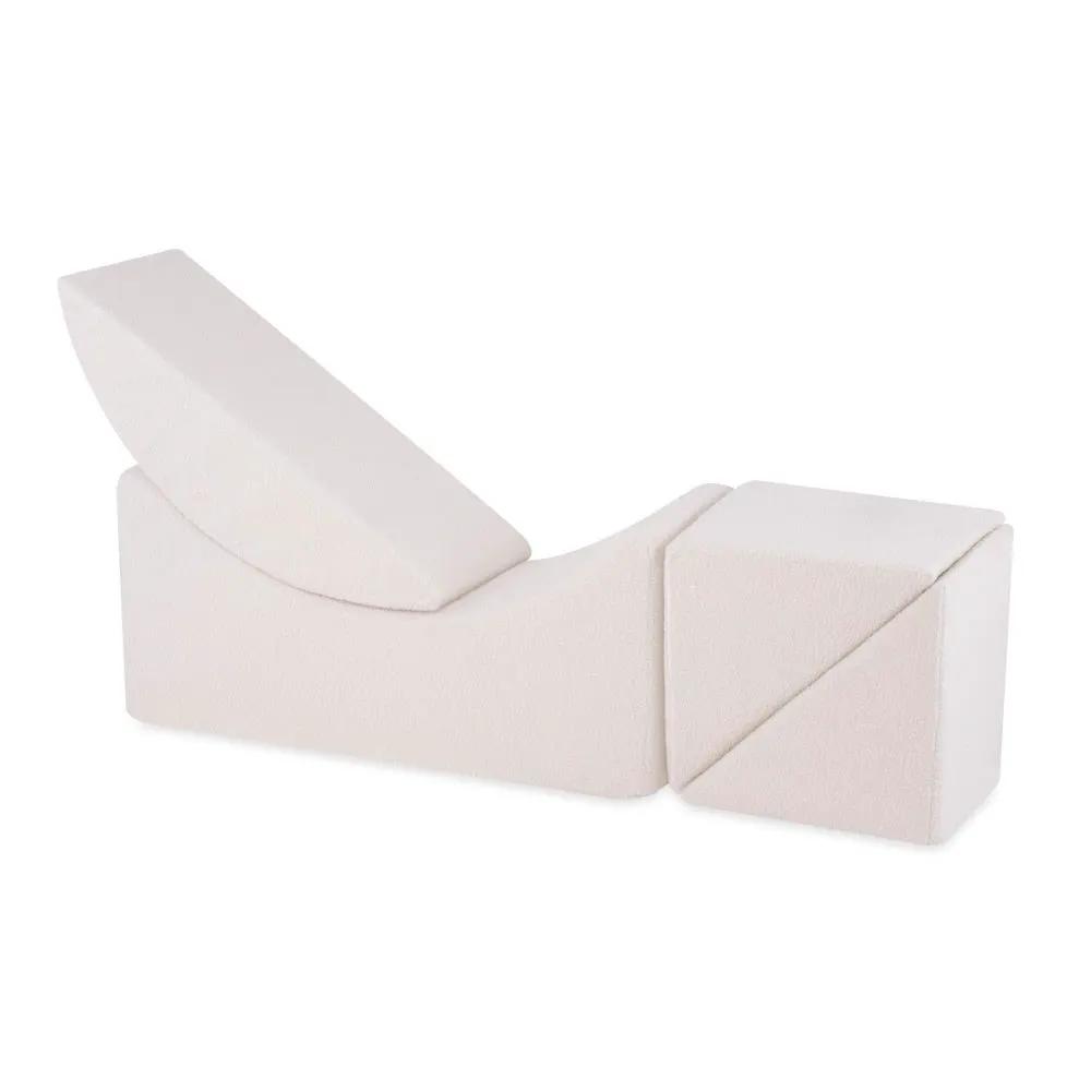 Chaise longue enfant inclinable 145x35x45 cm - peu de mouton crème, confortable – Plush Nest by Misioo