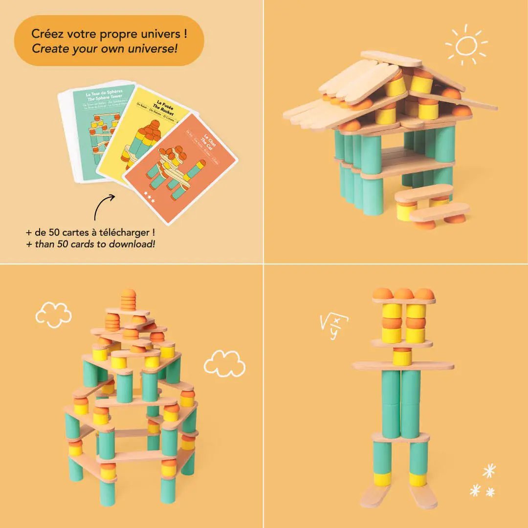 Stix 108 pcs - Jouet éducatif en bois de construction by OPPI