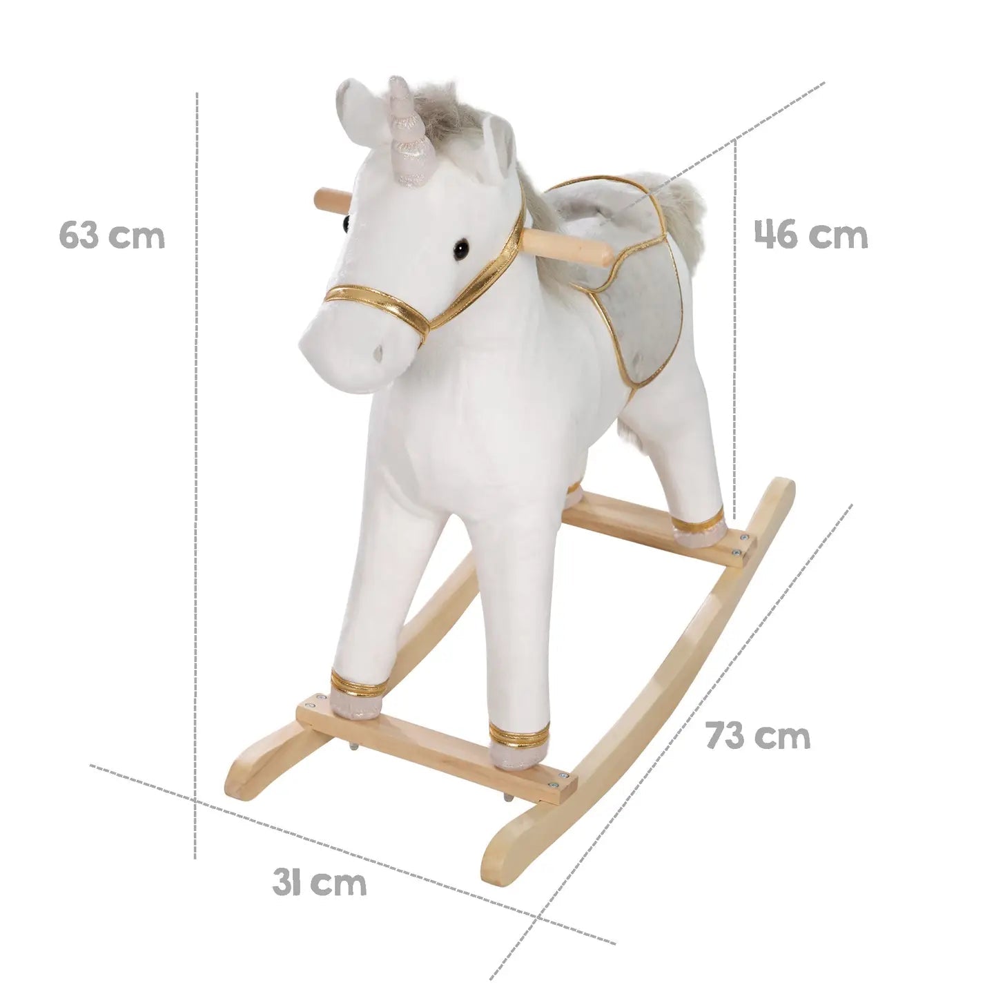 ROBA | Selle à bascule en forme de licorne, rembourrée, grise. De 2 à 6 ans. - myplayground