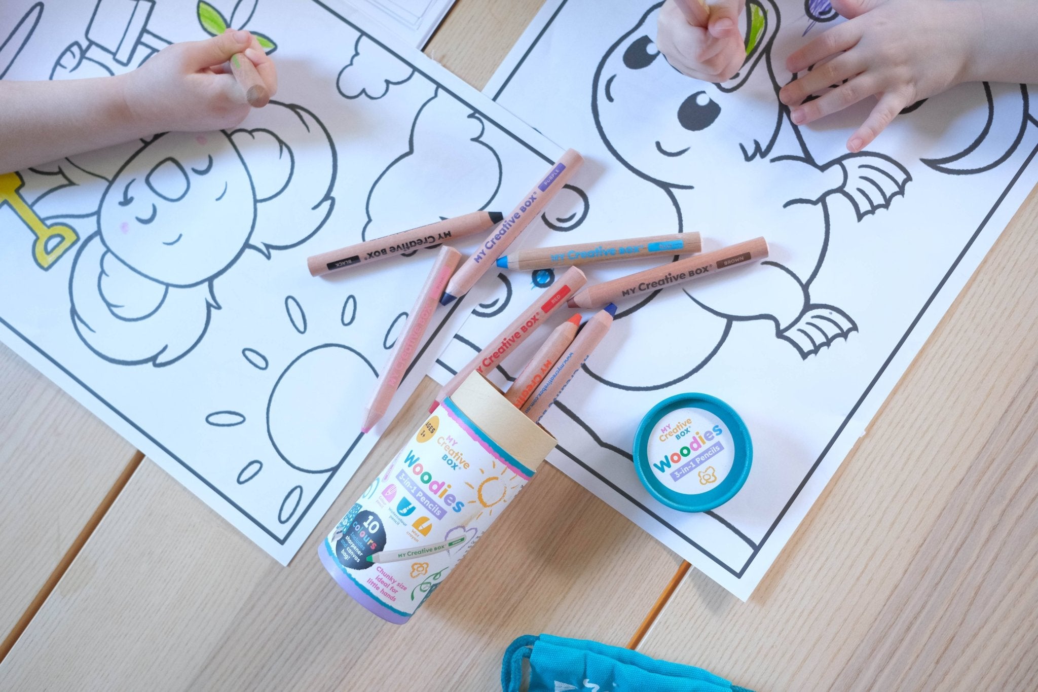 Crayons en bois 3 en 1 Woodies Lot de 10 - My Creative Box - myplayground