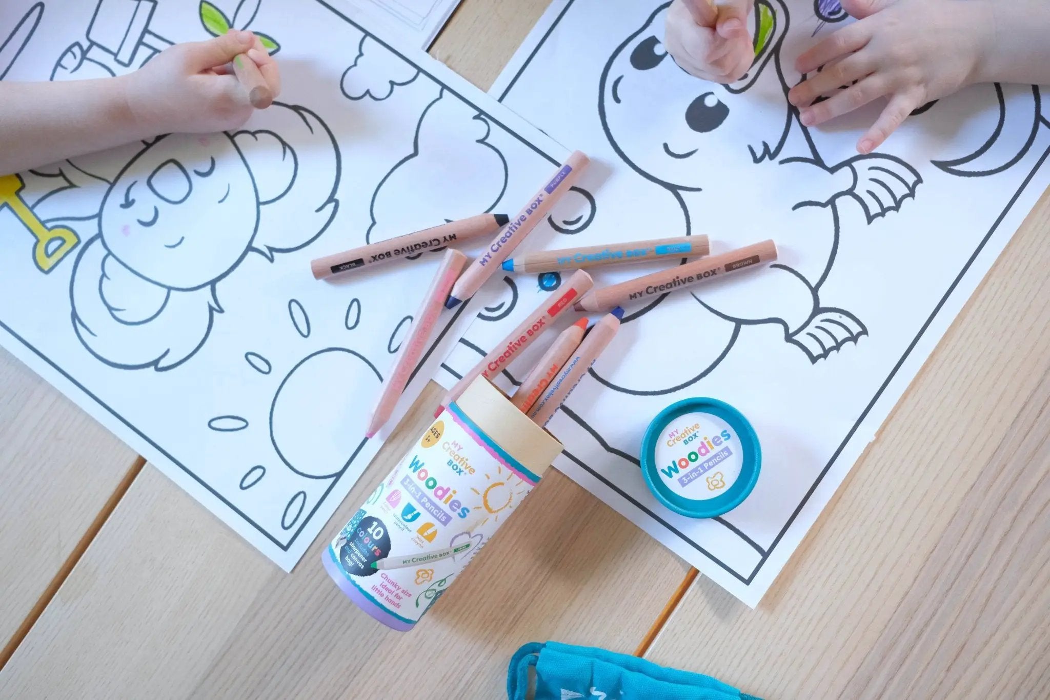 Crayons en bois 3 en 1 Woodies Lot de 10 - My Creative Box by My Creative Box