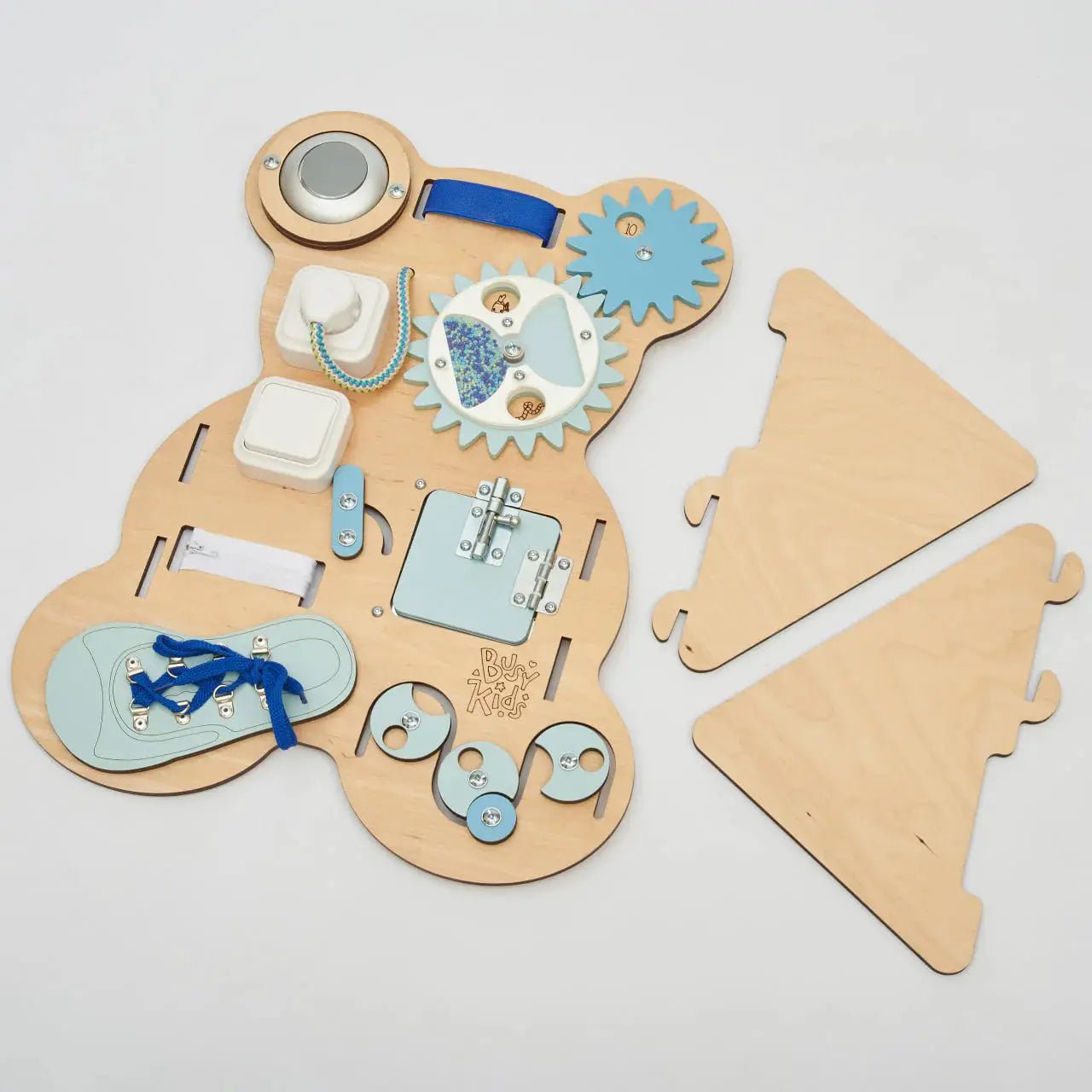 Busy Board « Ourson Curieux » - Bois Natura, 12 mois - BusyKids by BusyKids