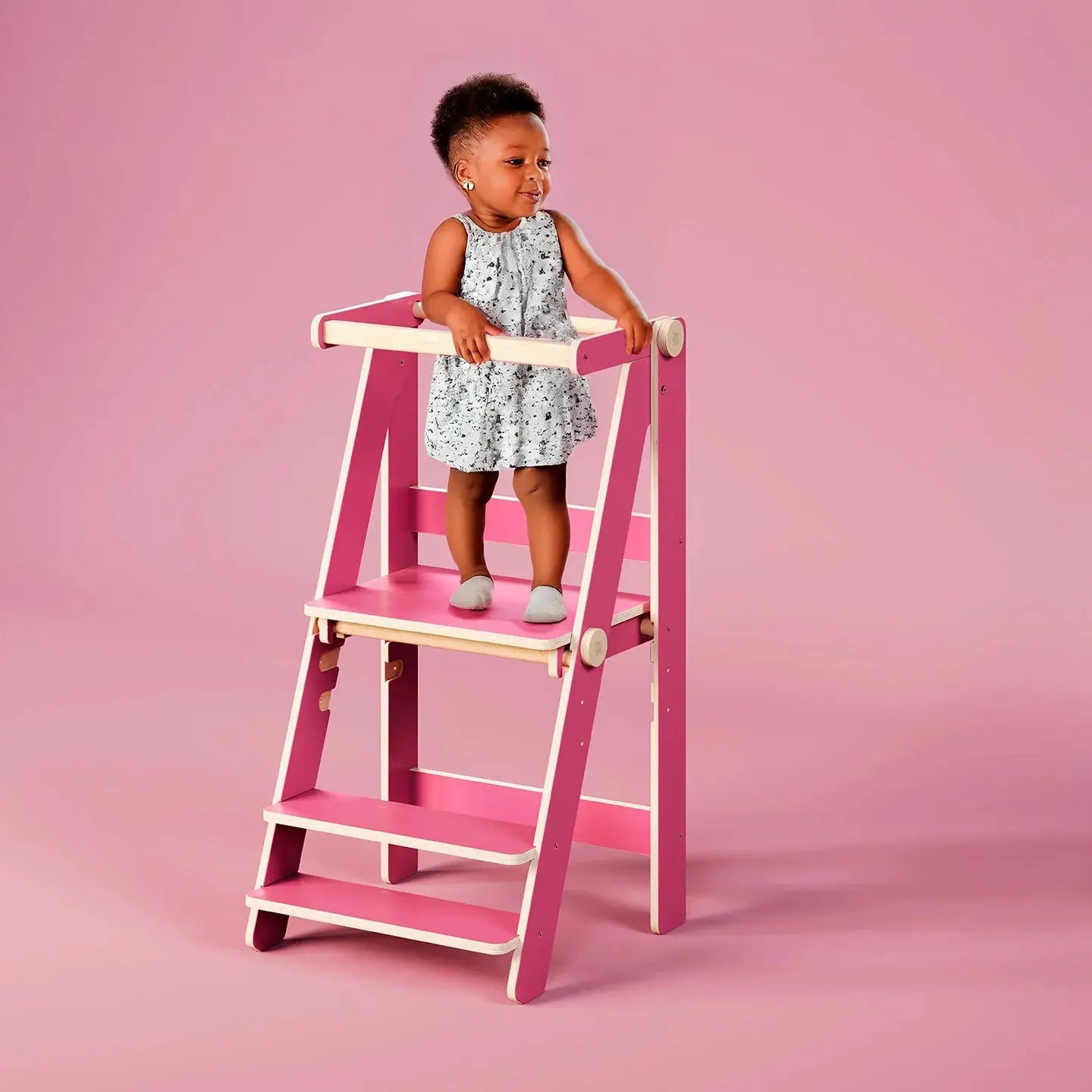 Tour d'observation montessori Pliable - bois brut (non verni), 18 à 24 mois -BusyKids by BusyKids