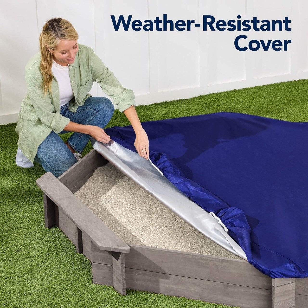 Outdoor Kid's Octagonal Sandbox in Grey Wood Finish - myplayground