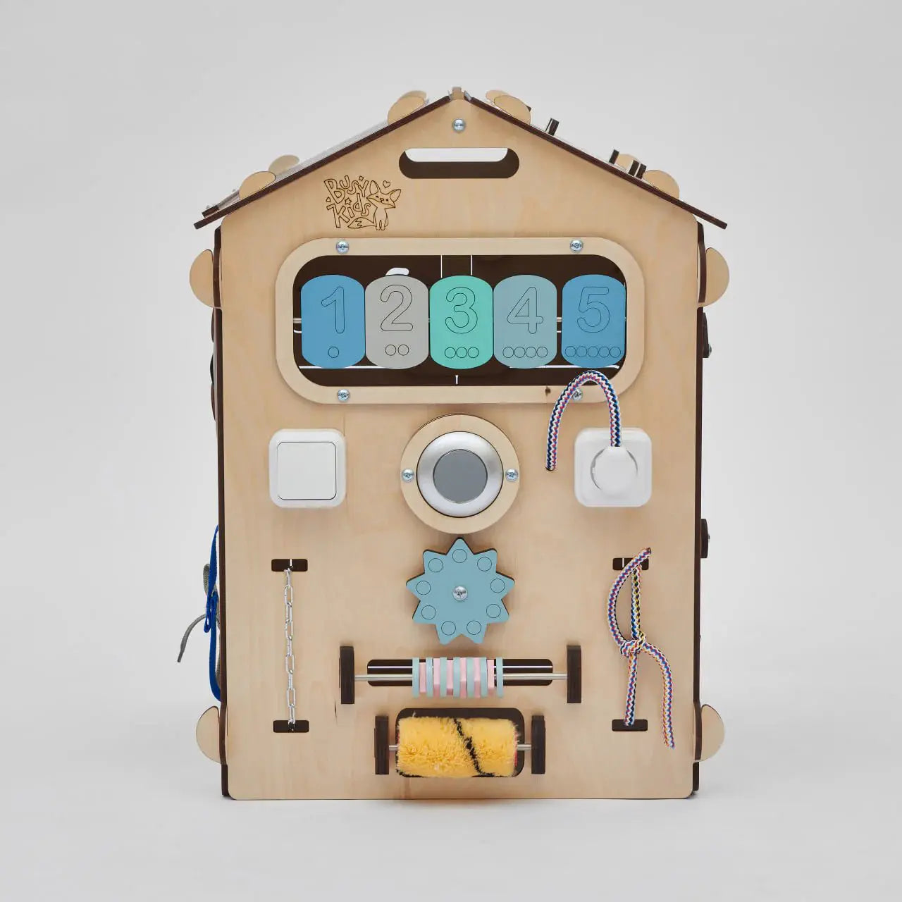 Ensemble Maisonnette et Cube Interactif - menthe, bois natura, 12 à 18 mois - BusyKids by BusyKids